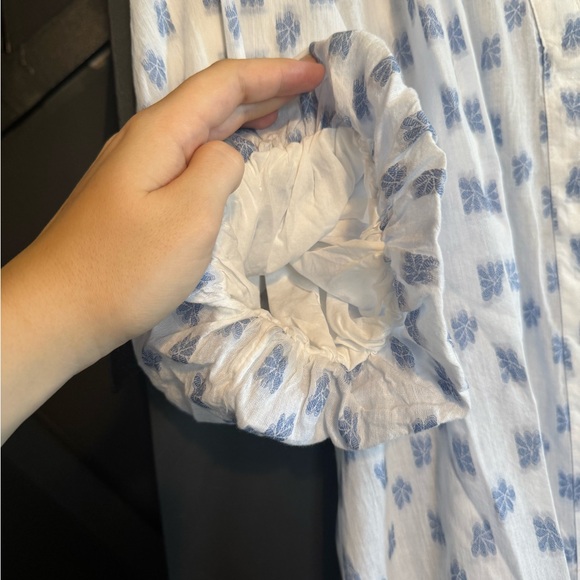 NWT Sonoma Blue & White Printed Peasant Blouse | Size XXL - Picture 3 of 5